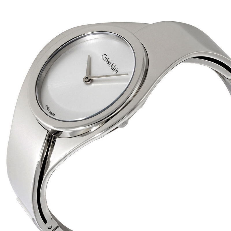 Calvin Klein Senses Silver Dial Ladies Stainless Steel Small Bangle Watch #K5N2S126 - Watches of America #2