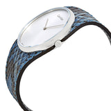 Calvin Klein Spellbound Silver Dial Blue Leather Ladies Watch #K5V231V6 - Watches of America #2