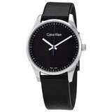 Calvin Klein Steadfast Black Dial Black Leather Men's Watch #K8S211C1 - Watches of America