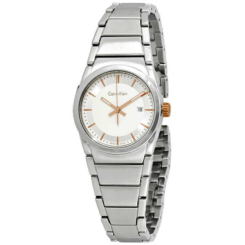 Calvin Klein Step White Dial Stainless Steel Ladies Watch #K6K33B46 - Watches of America
