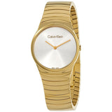 Calvin Klein Whirl Silver Dial Yellow Gold-tone Ladies Watch #K8A23546 - Watches of America