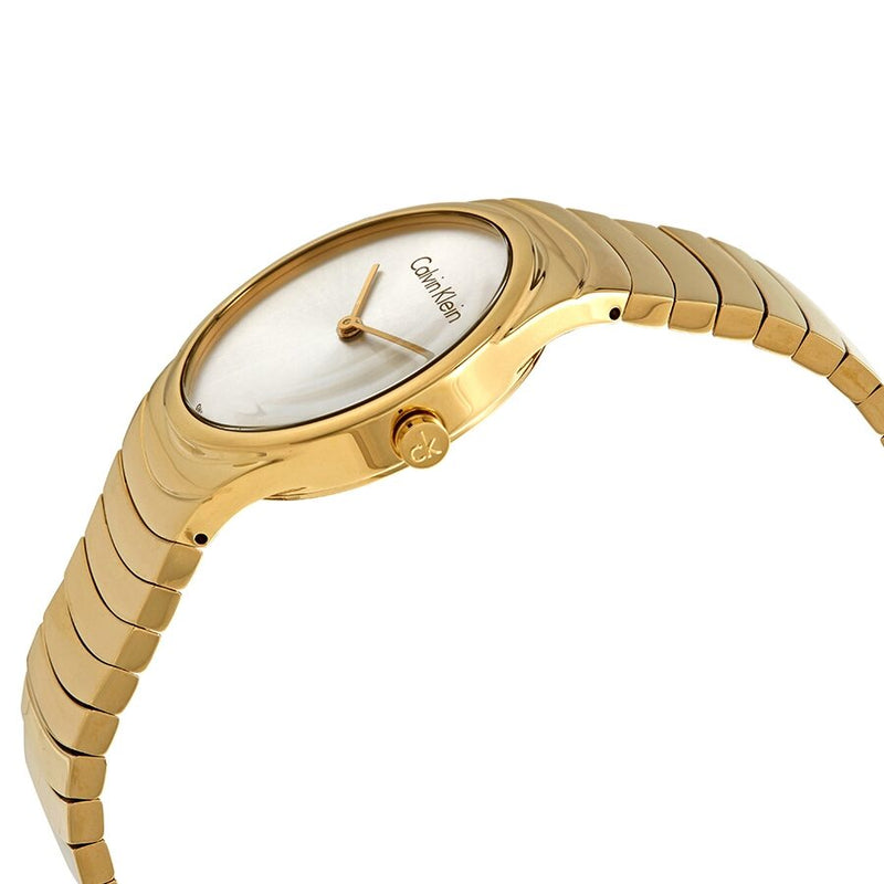 Calvin Klein Whirl Silver Dial Yellow Gold-tone Ladies Watch #K8A23546 - Watches of America #2