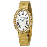 Cartier Baignoire Silver Dial 18kt Yellow Gold Ladies Watch #WB520019 - Watches of America