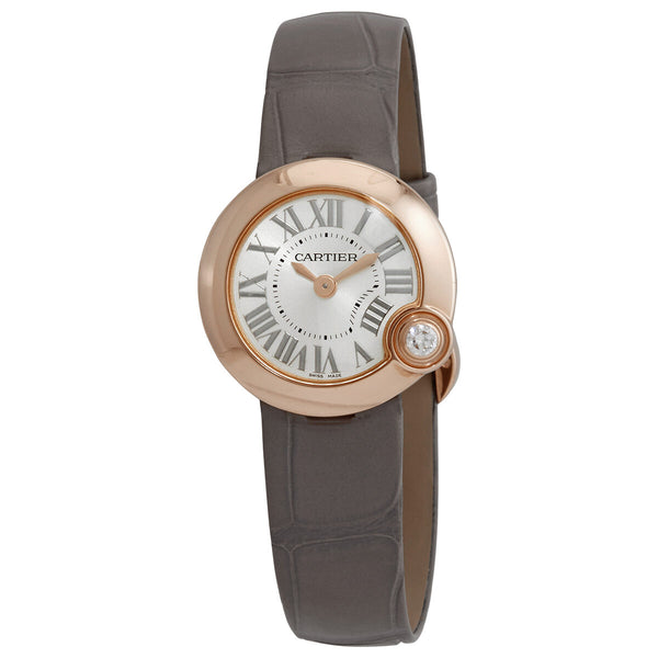 Cartier Ballon Blanc De Cartier Quartz Silver Dial 18kt Rose Gold Ladies Watch #WGBL0004 - Watches of America