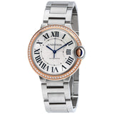 Cartier Ballon Bleu Automatic 18Kt Rose Gold Diamond Steel Ladies Watch #WE902081 - Watches of America