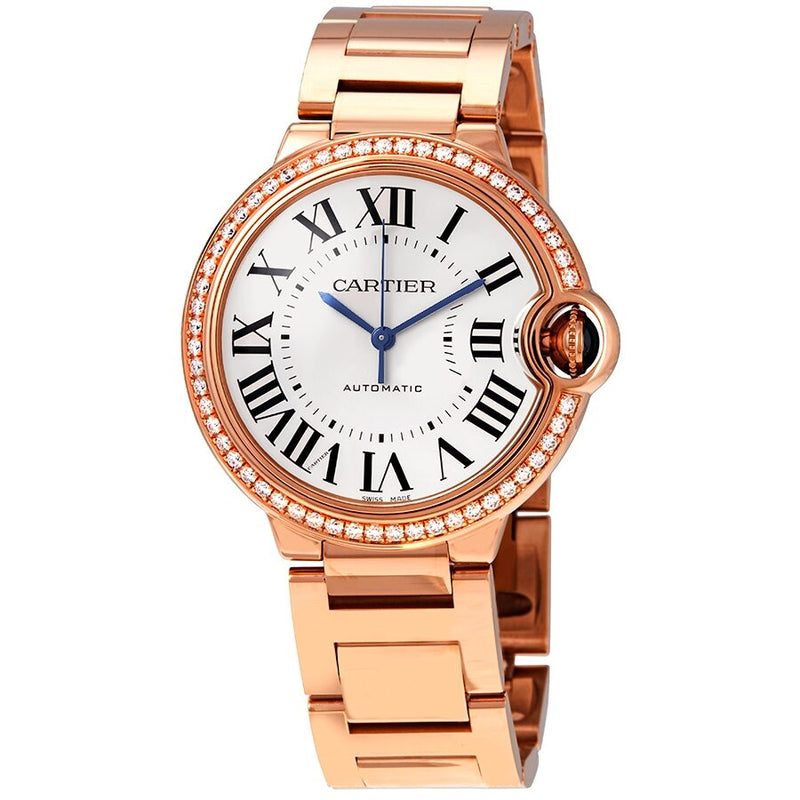 Cartier Ballon Bleu De Cartier Automatic Diamond Silver Dial Ladies Watch #WJBB0037 - Watches of America