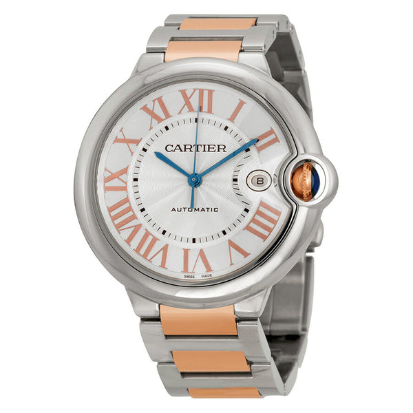 Cartier Ballon Bleu De Cartier Silver Dial Stainless Steel and 18kt Pink Gold Watch #W6920095 - Watches of America