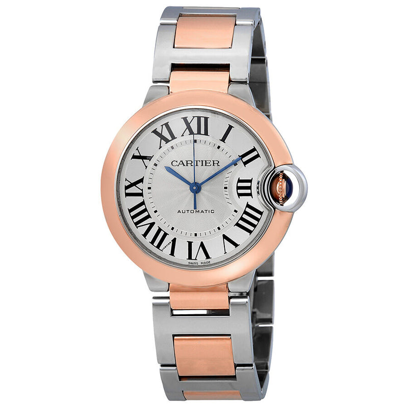 Cartier Ballon Bleu De Cartier Silvered Flinque Guilloche Dial Automatic Ladies Watch #W2BB0003 - Watches of America