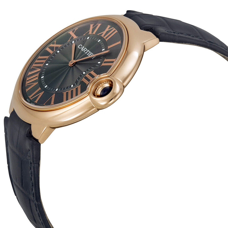 Cartier Ballon Bleu 18kt Rose Gold Mechanical Grey Dial Black Leather Men's Watch #W6920089 - Watches of America #2