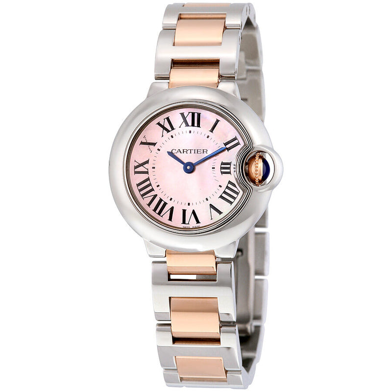 Cartier Ballon Bleu Mother of Pearl Stainless Steel and 18kt Rose Gold Ladies Watch #W2BB0009 - Watches of America