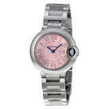 Cartier Ballon Bleu Pink Dial Stainless Steel Ladies Watch #W6920038 - Watches of America