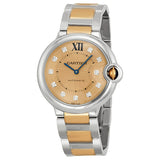 Cartier Ballon Bleu Rose Gold Dial Steel and 18kt Rose Gold Ladies Watch #WE902054 - Watches of America