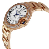 Cartier Ballon Bleu Silver Dial 18kt Rose Gold Diamond Ladies Watch #WE902034 - Watches of America #2