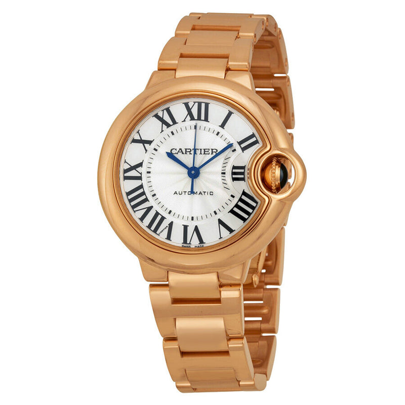 Cartier Ballon Bleu Silver Dial 18kt Rose Gold Automatic 33 mm Ladies Watch #W6920096 - Watches of America