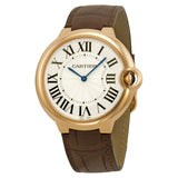 Cartier Ballon Bleu Silver Dial Brown Alligator Leather Men's Watch #W6920083 - Watches of America