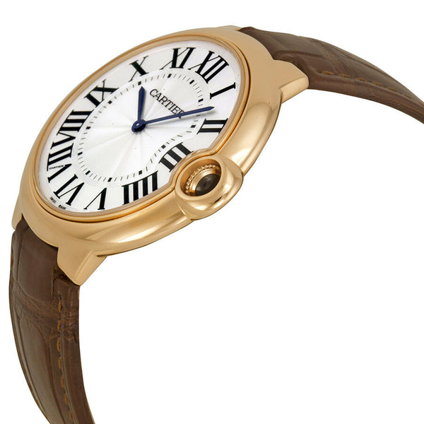 Cartier Ballon Bleu Silver Dial Brown Alligator Leather Men's Watch #W6920083 - Watches of America #2