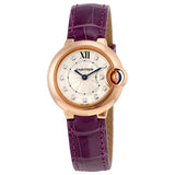 Cartier Ballon Bleu Silver Dial Diamond 18kt Rose Gold Ladies Watch #WJBB0019 - Watches of America