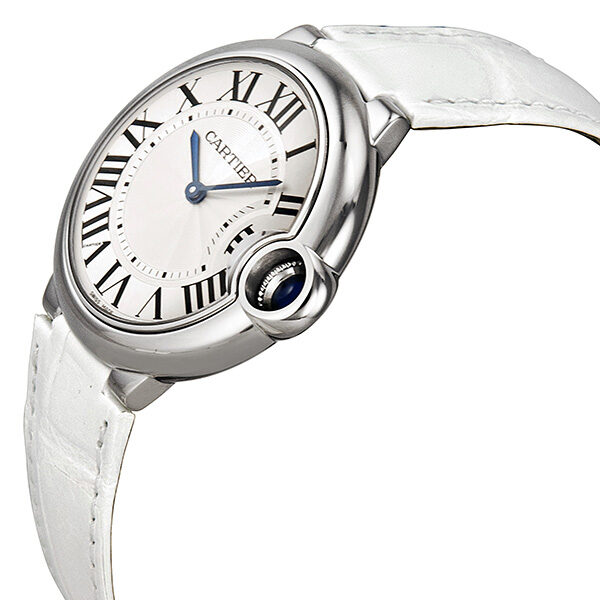 Cartier Ballon Bleu Silver Dial White Leather Ladies Watch #W6920087 - Watches of America #2