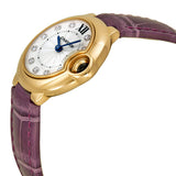 Cartier Ballon Bleu Silver Diamond Dial 18kt Rose Gold Purple Leather Ladies Watch #WE902050 - Watches of America #2
