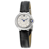 Cartier Ballon Bleu Silver Diamond Dial Black Alligator Leather #W4BB0008 - Watches of America