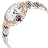 Cartier Ballon Bleu Silver Diamond Dial Steel and Rose Gold Ladies Watch #WE902077 - Watches of America #2