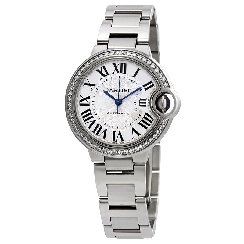 Cartier Ballon Bleu Silver Flinque Sunray Dial Ladies  Watch #W4BB0016 - Watches of America