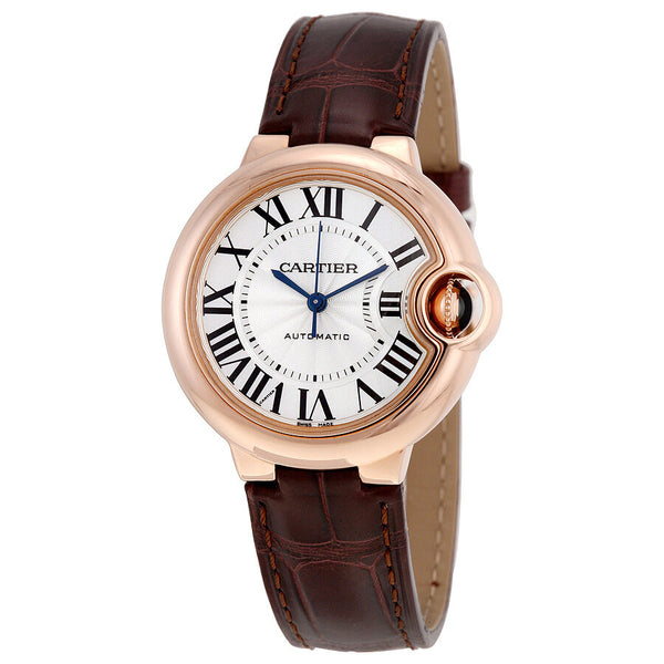 Cartier Balloon Bleu Silvered 18kt Pink Gold Opaline Flinque Dial Ladies Watch #W6920097 - Watches of America