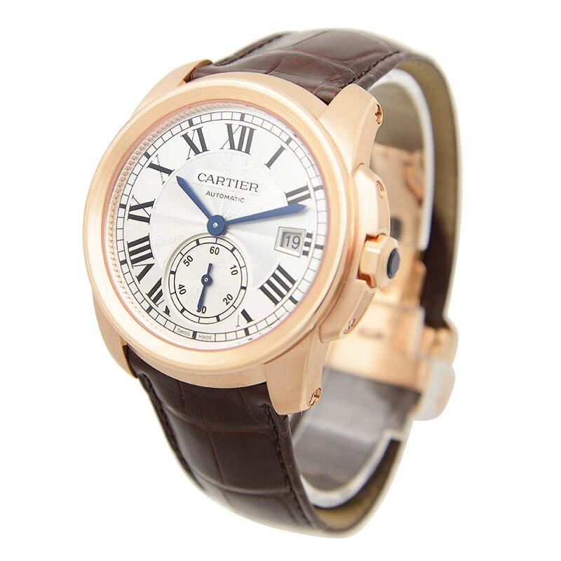 Cartier Caliber Silver Dial 18k Pink Gold Men's Watch #WGCA0003 - Watches of America #2
