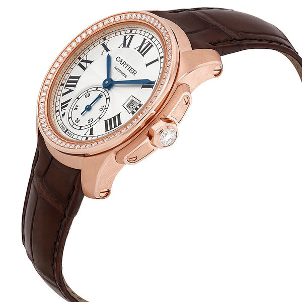 Cartier Caliber Silver Dial 18k Rose Gold Men's Watch #WF100013 - Watches of America #2