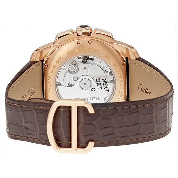 Cartier Calibre de Cartier 18kt Rose Gold Chronograph Automatic Silver Dial Men's Watch #W7100044 - Watches of America #3