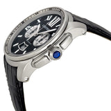 Cartier Calibre De Cartier Black Dial Black Leather Men's Watch #W7100060 - Watches of America #2