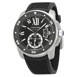 Cartier Calibre de Cartier Black Dial Rubber Men's Watch #W7100056 - Watches of America