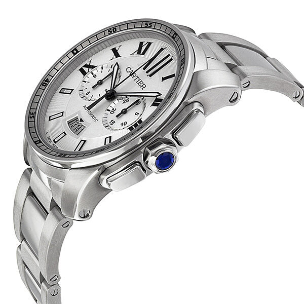 Cartier Calibre de Cartier Silver Dial Chronograph Automatic Men's Watch #W7100045 - Watches of America #2