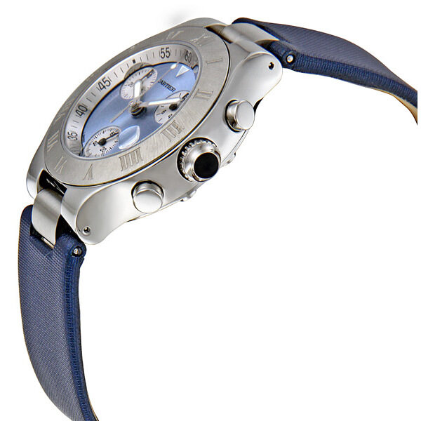 Cartier Chronoscaph Silvered Blue Sunburst Dial Chronograph Ladies Watch #W1020013 - Watches of America #2