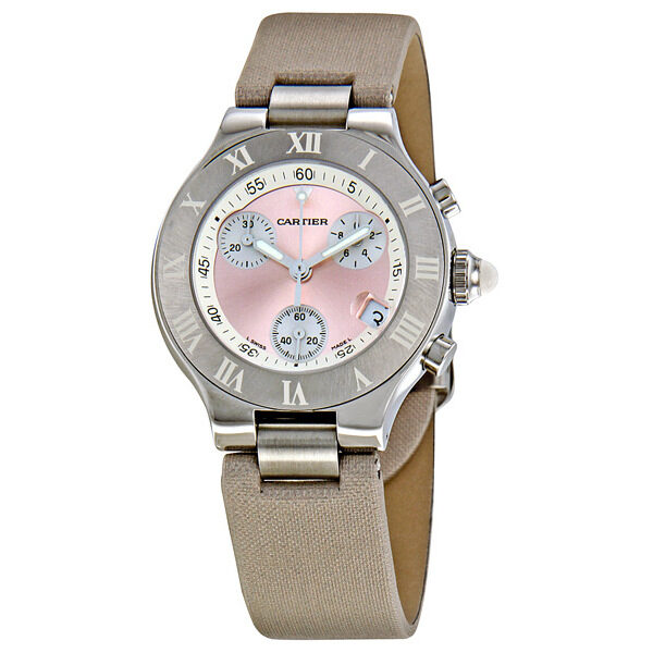 Cartier Chronoscaph Chronograph Silver Dial Ladies Watch #W1020012 - Watches of America