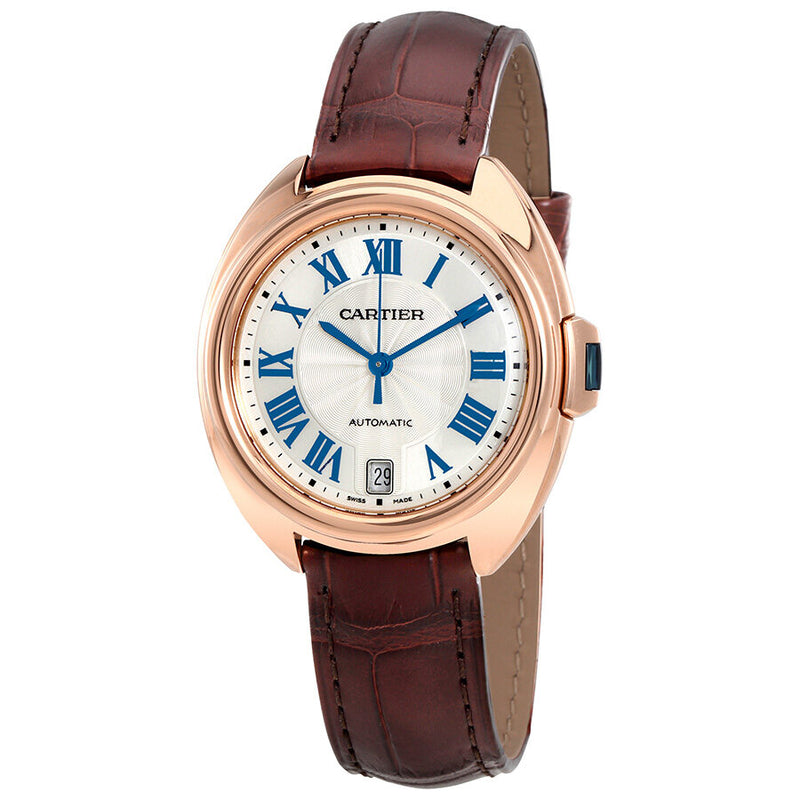 Cartier Cle Automatic 18kt Rose Gold Flinque Sunray Dial Ladies Watch #WGCL0013 - Watches of America