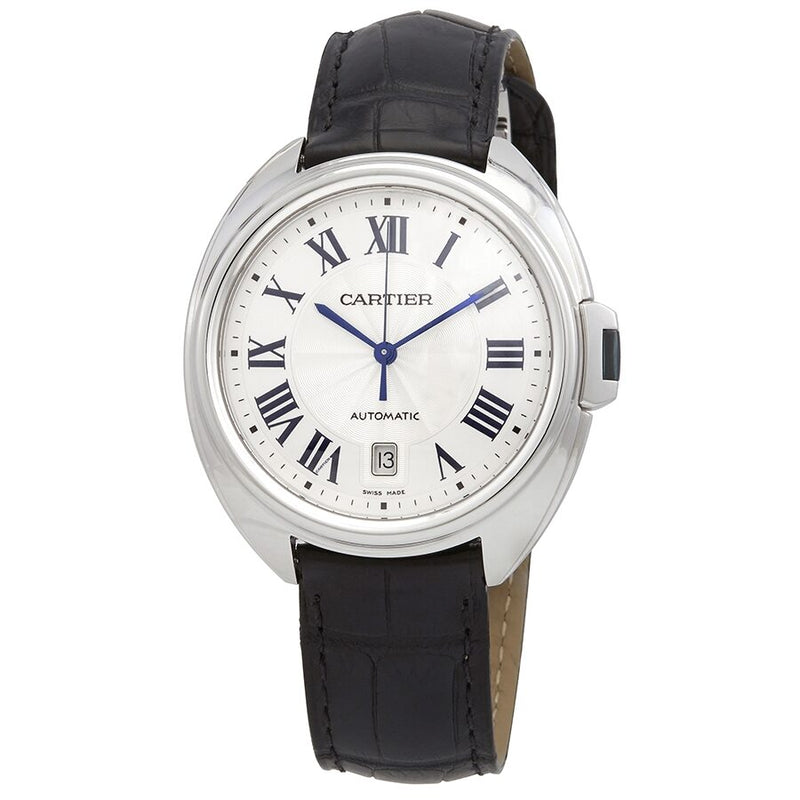 Cartier Cle Silvered Flinque Dial Steel Men's Watch #WGCL0005 - Watches of America