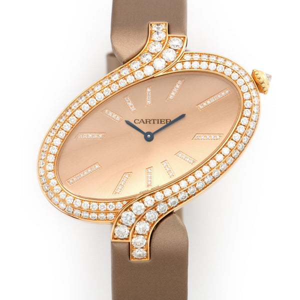 Cartier Delices Brushed Pink Gold Dial Ladies Watch #WG800020 - Watches of America