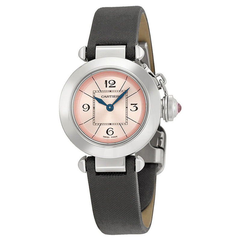 Cartier Miss Pasha Pink Dial Grey Satin Ladies Watch #W3140026 - Watches of America