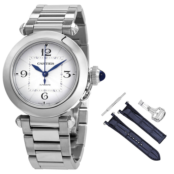 Cartier Pasha Automatic Silver Dial Ladies Watch #WSPA0013 - Watches of America