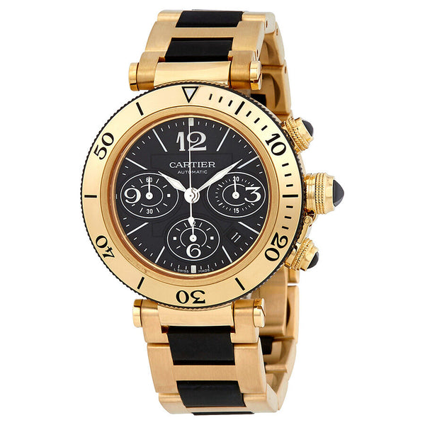 Cartier Pasha Seatimer Black Chronograph Dial Automatic Men's Watch #W301970M - Watches of America