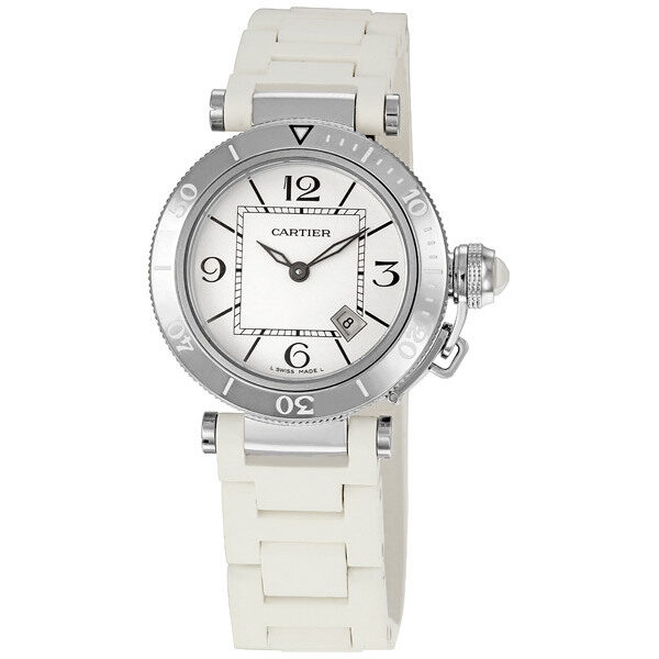 Cartier Pasha Seatimer Silver Dial Ladies Watch #W3140002 - Watches of America