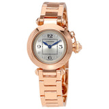 Cartier Pasha Silver Diamond Dial 18kt Rose Gold Ladies Watch #WJ124016 - Watches of America