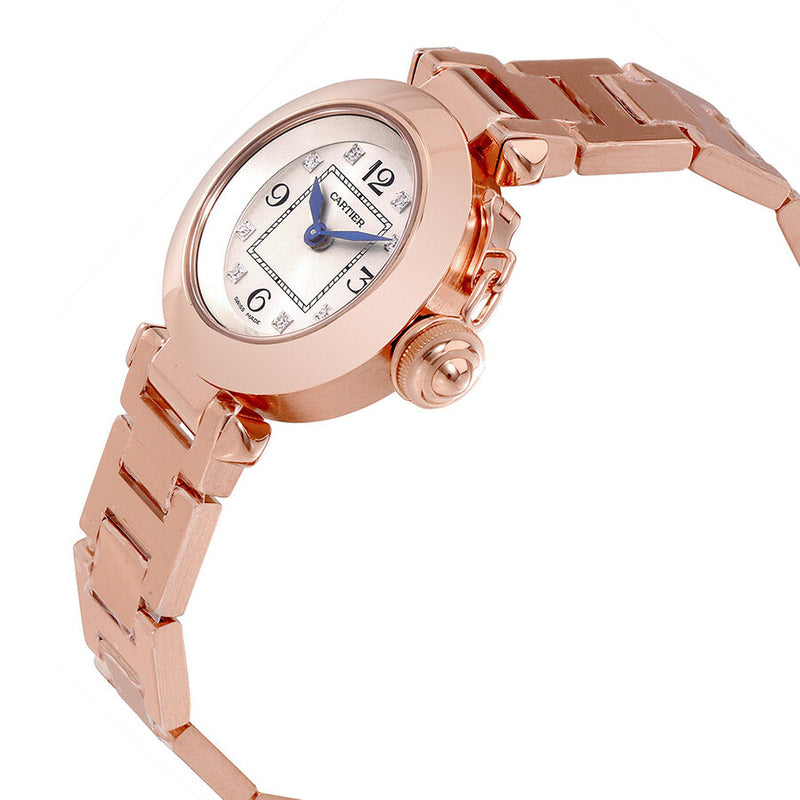 Cartier Pasha Silver Diamond Dial 18kt Rose Gold Ladies Watch #WJ124016 - Watches of America #2