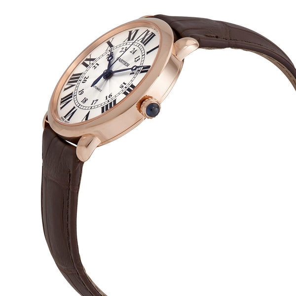Cartier Ronde 18kt Rose Gold Automatic Silver Dial Brown Leather Men's Watch #WGRN0006 - Watches of America #2