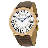 Cartier Ronde Louis Cartier 18kt Rose Gold Silvered Flinque Dial Men's Watch #W6801004 - Watches of America