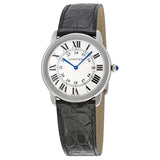 Cartier Ronde Solo Steel Black Leather Midsize Watch #W6700255 - Watches of America