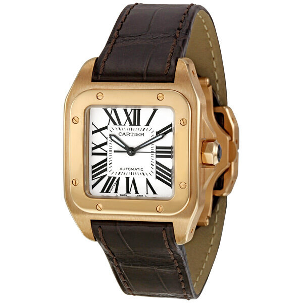 Cartier Santos 100 18kt Rose Gold Ladies Watch #W20108Y1 - Watches of America