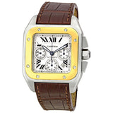 Cartier Santos 100 18kt Yellow Gold and Steel Chronograph XL Men's Watch #W20091X7 - Watches of America