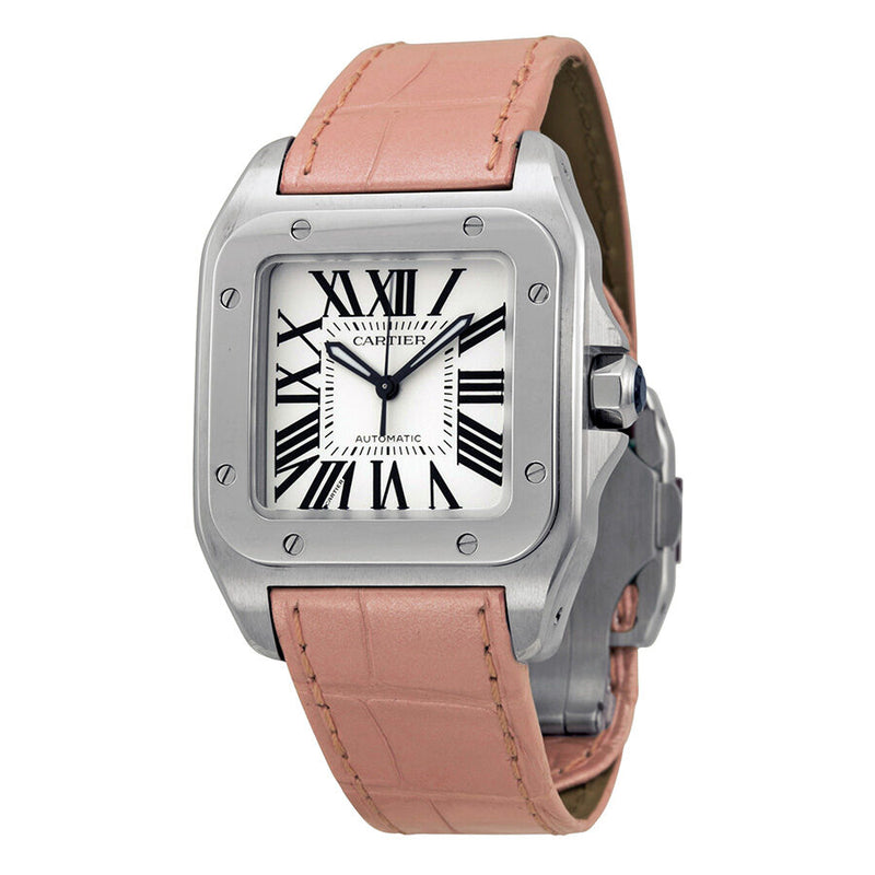 Cartier Santos 100 Silver Dial Ladies Watch #W20126X8 - Watches of America